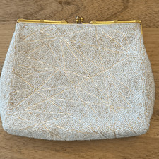 Vintage white beaded clutch made in Hong Kong gorgeous, dainty Evening bag, wedd