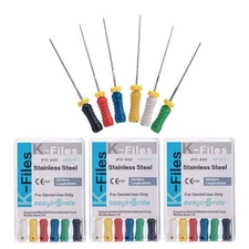 Dental Root Canal Files 3 Packs Stainless Steel Hand Use Endodontic K-Files 25MM
