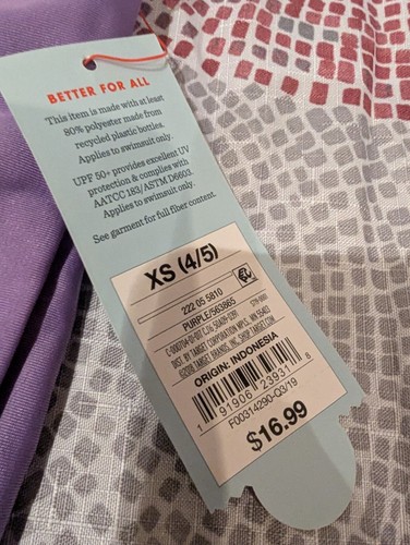NWT Cat & Jack Girls Swimsuit sz 4/5 XS Purple Pink Two Piece Tankini 563865 - Picture 3 of 5