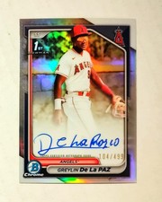Greylin De La Paz 2024 1st Bowman Chrome AUTO REFRACTOR 104/499 Angels Raw RC Y6
