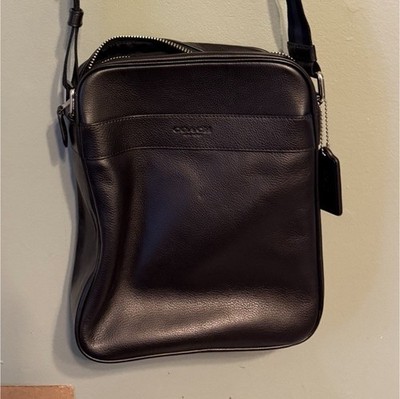 Coach Men's Black Crossbody Bag Zip Closure, Adjustable Strap, Inner Pockets