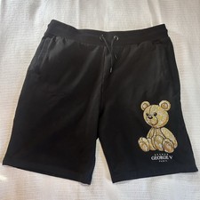 Avenue George V Paris Teddy Bear Black Cotton Shorts Drawstring Rhinestones 3X