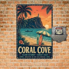 Aloha Hawaii Cafe Bar Tin Sign Vintage Tropical Island Metal Wall Decor