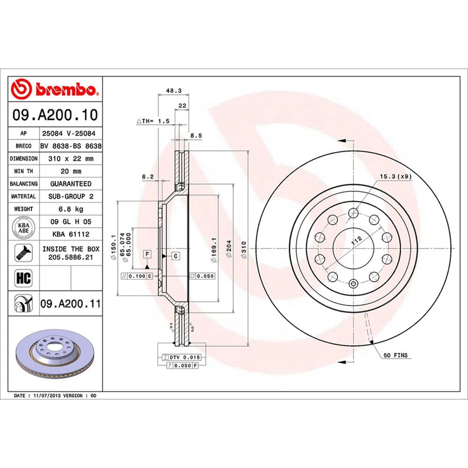 Оригинальный комплект тормозных колодок задних тормозных дисков Brembo для Volkswagen Passat 2006-2008 годов выпуска - Изображение 3 из 4