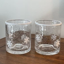 Christmas Winter Snowflake Inlay Double Rocks Old-Fashioned Glasses-Set of 2-NEW