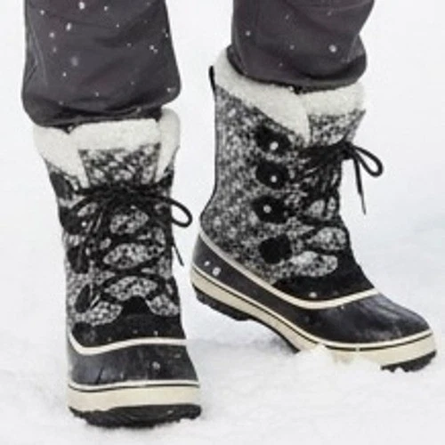 Sorel 1964 Pac Graphic Boots Men 9 Black White Gray Waterproof Winter Snow Duck