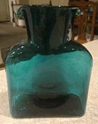 BLENKO TEAL GREEN  Glass DOUBLE SPOUT PITCHER Carafe Water Bottle Vase 8”