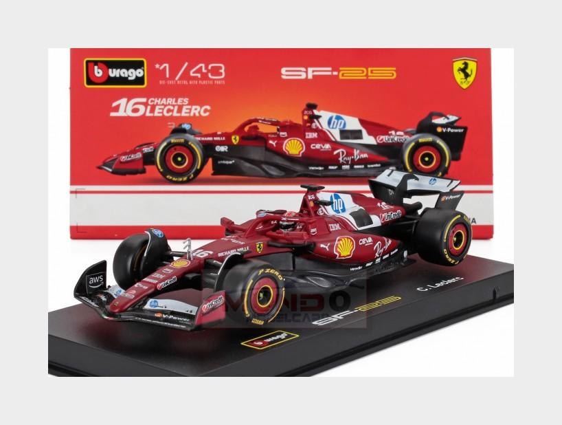 1:43 BURAGO Ferrari F1 Sf-25 2025 Charles Leclerc +Pilot