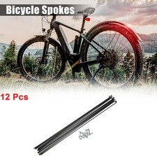 12 Pcs 14G J Bend 282mm x 2mm Bike Bicycle Spokes with Nipples Steel Black