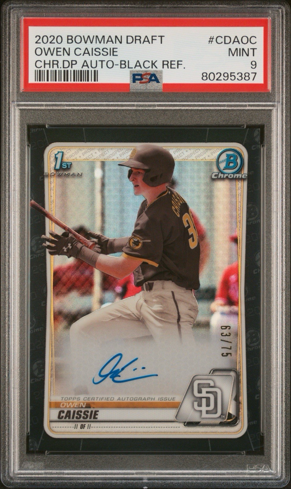 2020 Bowman Draft Owen Caissie Black Refractor Auto /75 PSA 9 (AU, RC)