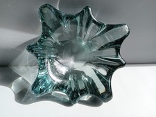 Vintage Mid-Century Murano Freeform Art Glass Teal Green Trinket Bowl 1350g