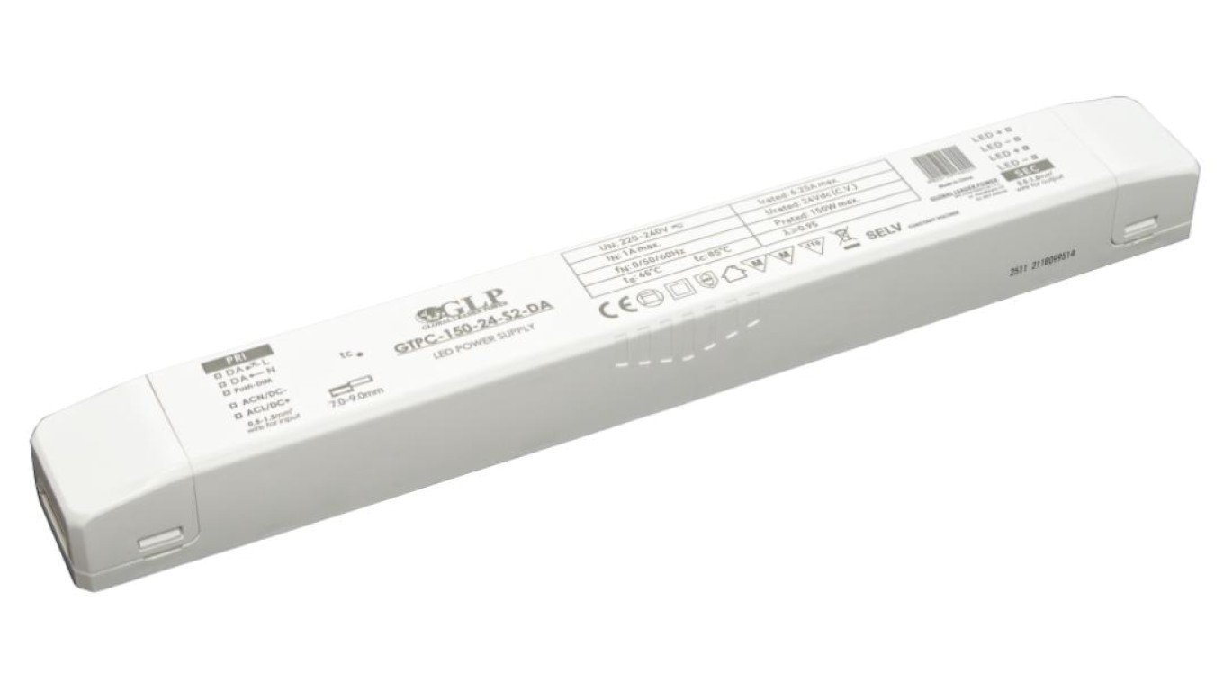 5902135169001 Zasilacz LED meblowy 24V 150W DALI II, push dimming GTPC-150-24-S2