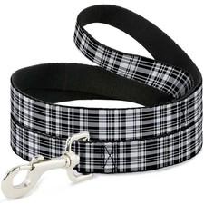 Dog Leash 6-FEET Plaid Black/White