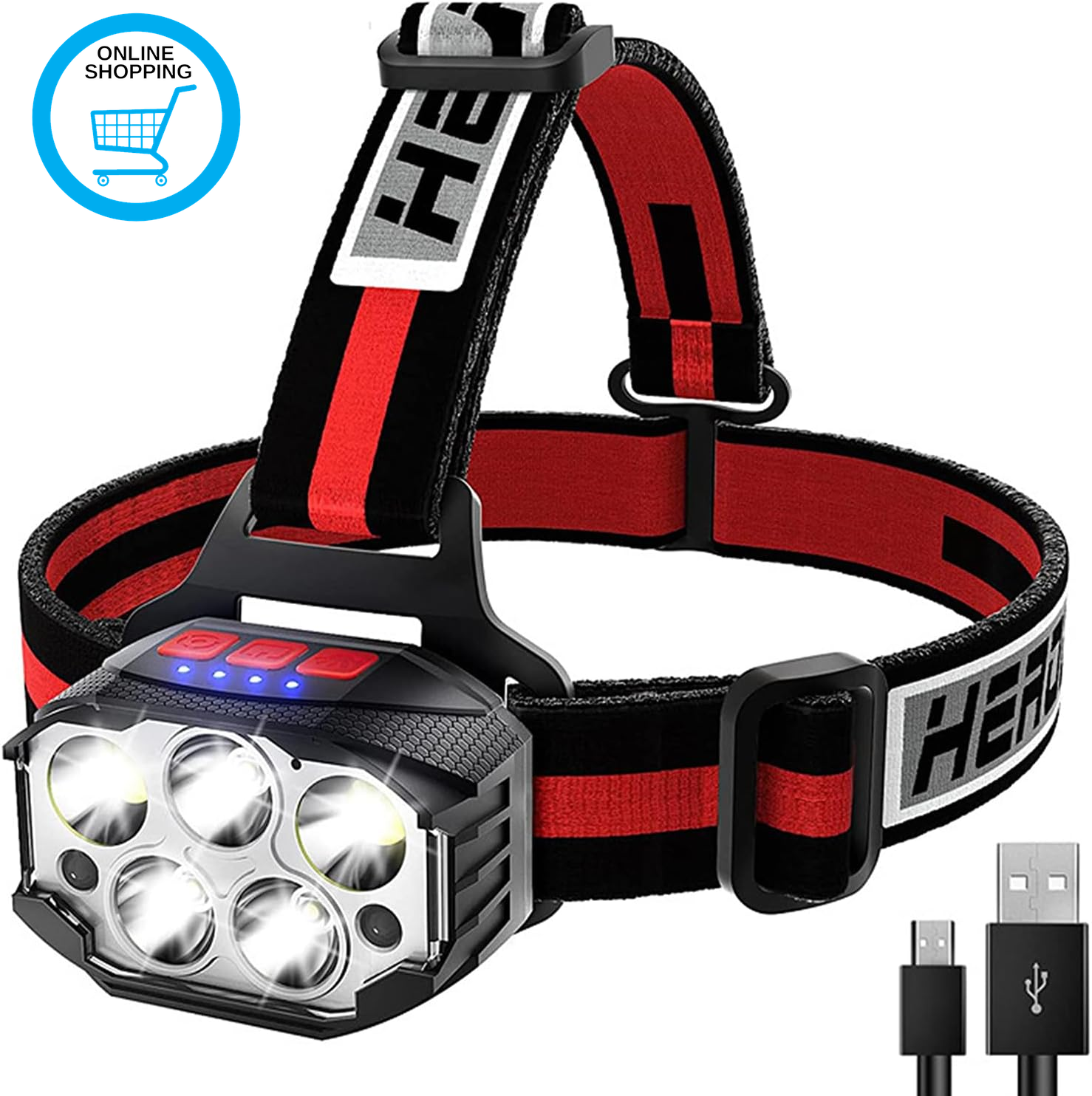 Head Torch Rechargeable, 1100 Lumens Super Bright Headlamp with 7 Light Modes &