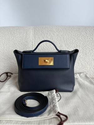 Hermes Mini 24/24 21 Bag Bleu Nuit Evercolor Leather Gold