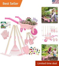 Kids ardenin Tools Outdoor Toys Set Backyard Play with Wheelbarrow Educationa...