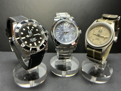 3 Watch Automatic Collection- Diver, Dress & Field Lot By Sevin Customs