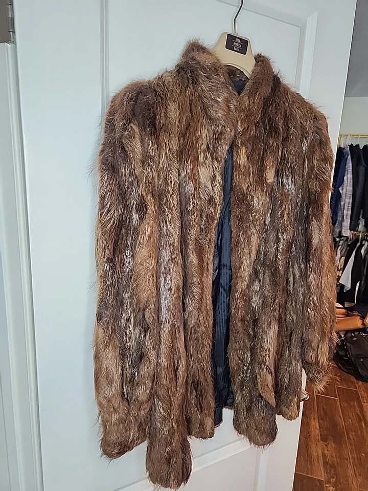 Faux Fur Coat M/L Vintage 80s Brown Mink Thigh Length Winter Jacket Coat Heavy - Image 4 of 4