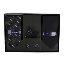 Stylish Men's Matching Tie, Hanky  Cufflink Set - Black  Gray