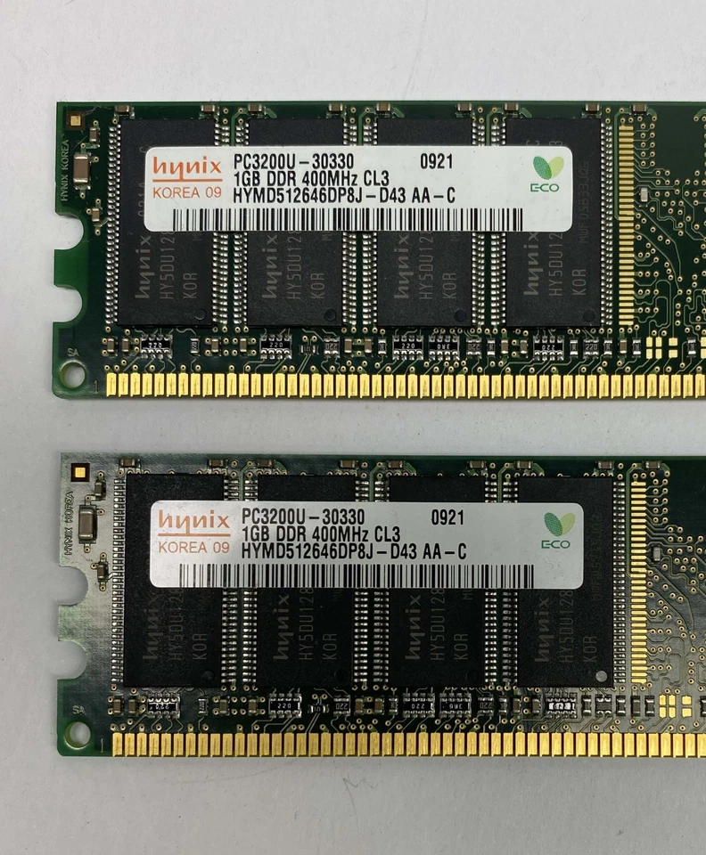 2GB (2 x 1GB) Hynix / Dell PC3200U 400MHz DDR1 Non-ECC Computer Desktop Memory - Image 2 of 4