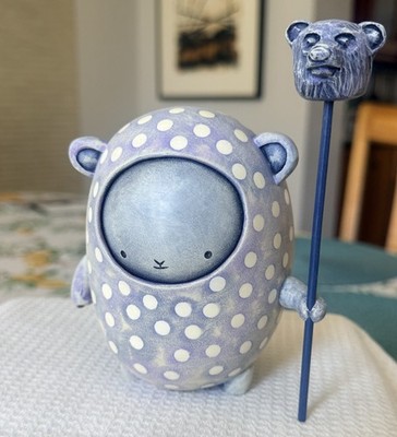 Lavender and White Spotted Woot Bear Steve Ferrera Sculpture Art Original