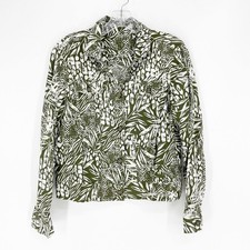 Chico's Linen Palm Print Button Up Jacket Size Small