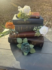 5 Lot Hardcover Ornate Books Home Decor Prop Set Staging Wedding-Books Only