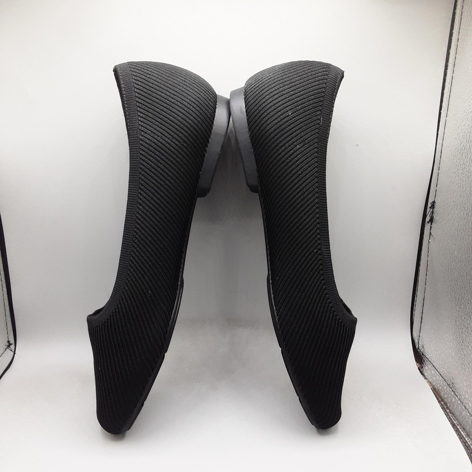 Comfortview Shoes Womens Size 11 Black Knit Ballet Flats Slip On Square Toe