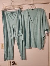 Natori Shangri-La 2 Pc Pajama Set Size L New with Tags Long Sleeve Top/Pants