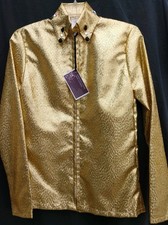 Women's MED Western Pleasure Horsemanship Shirt Shiney Gold with Crystals
