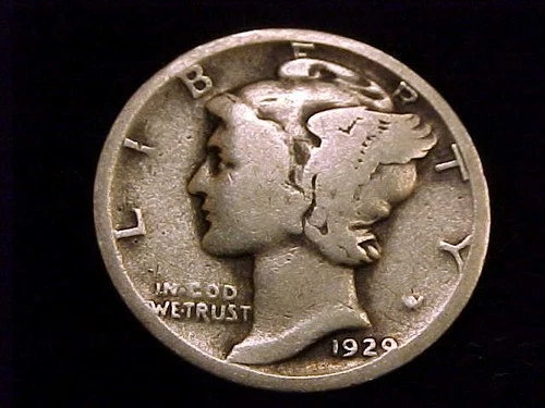 1929-D  Mercury Dime, Good  Grade.