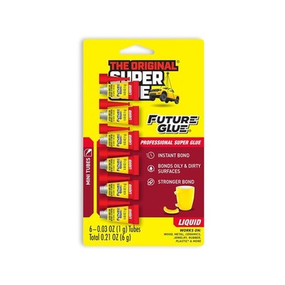 Super Glue Liquid Adhesive 6 Mini Tubes Instant Bonding Fast Dry Cyanoacrylate