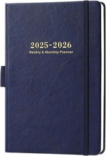 Planner 2025-2026 Weekly and Monthly with Stickers, 5.7" 5.75" X 8.25", blue