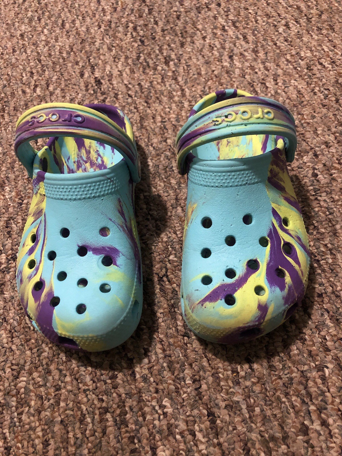 Crocs Kids Classic Marbled Tie Dye Lined Clog Size 13