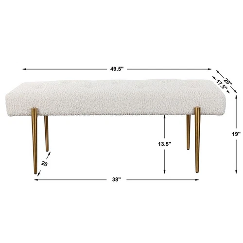 Uttermost Olivier Contemporary Fabric and Stainless Steel Bench in White - Picture 8 of 8
