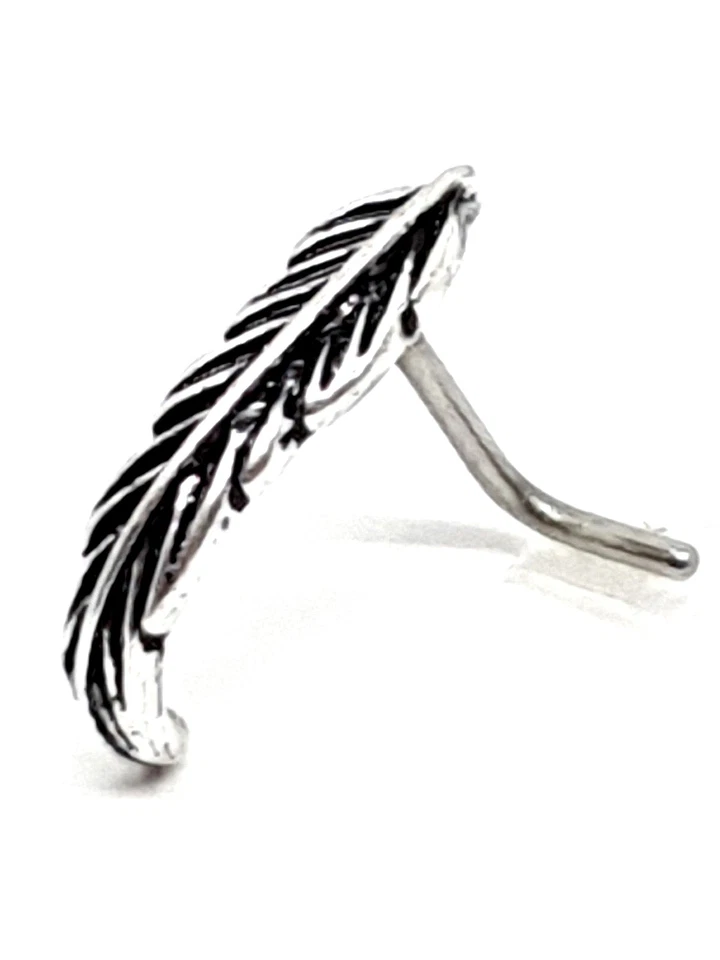 Perno naso piuma curvo 20 g (0,8 mm) 316 L acciaio chirurgico cingolato L cur... - Immagine 2 di 4