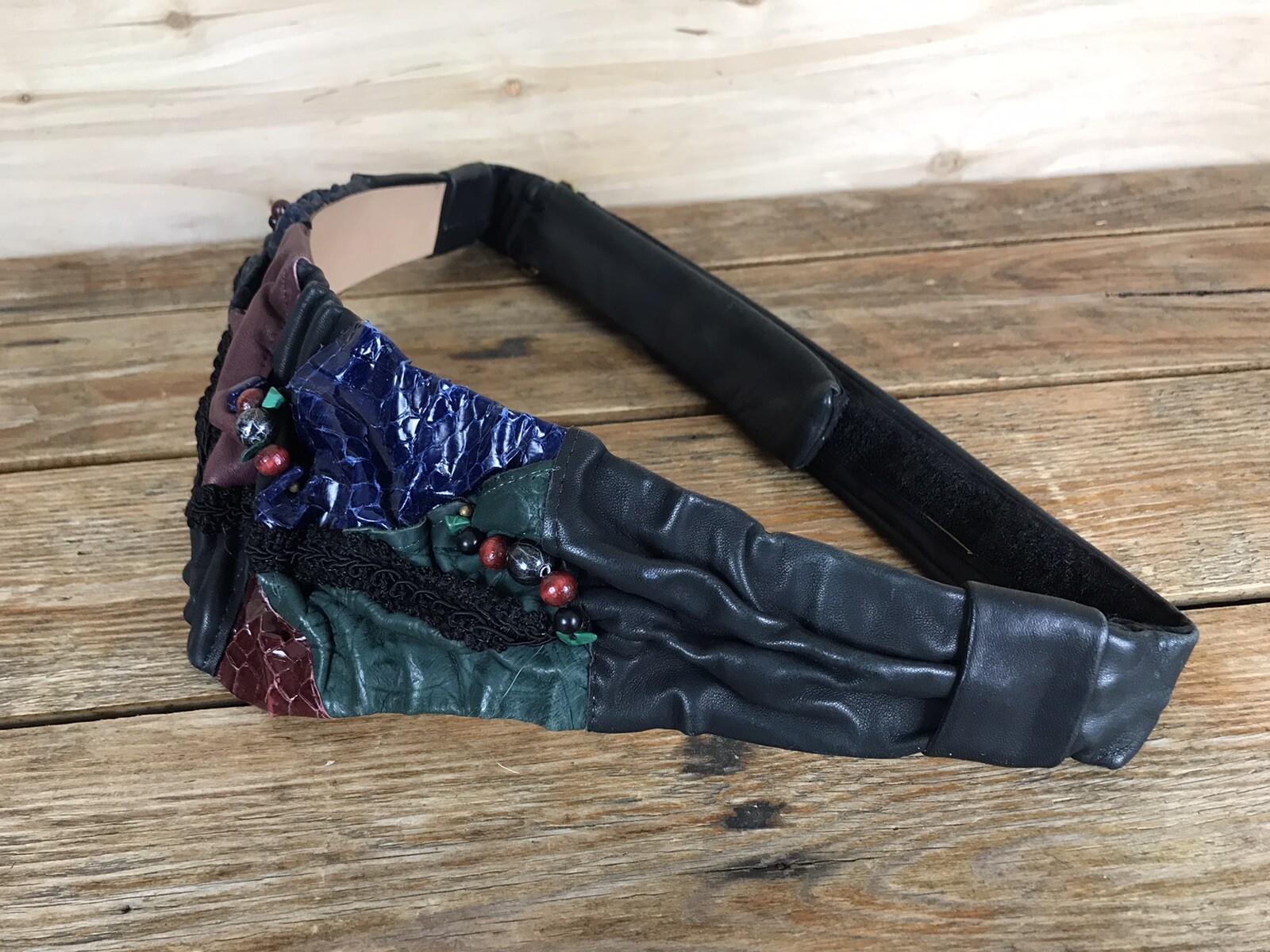 VTG Handmade? Leather Patchwork Statement Belt We… - image 17