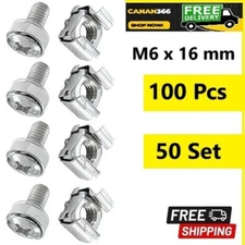 100 Pcs/50 Set Rack Mount Screws and Cage Nuts for Rack Mount Server Cabinet Cag
