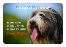 Warnschild - Schild aus Aluminium - Motiv: Bearded Collie Security 02