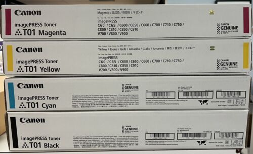 Canon T01 Toner Cartridge Set CYAN MAGENTA YELLOW BLACK imagePRESS C60 C700 C800
