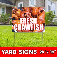 FRESH CRAWFISH Yard Sign Corrugate Plastic with H-Stakes Lawn Sign Seafood Store