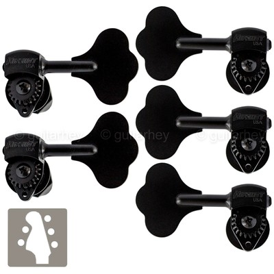 NEW Hipshot USA HB6 1/2'' Ultralite  Bass Tuning Machine L2+R3 Clover Key - BLACK