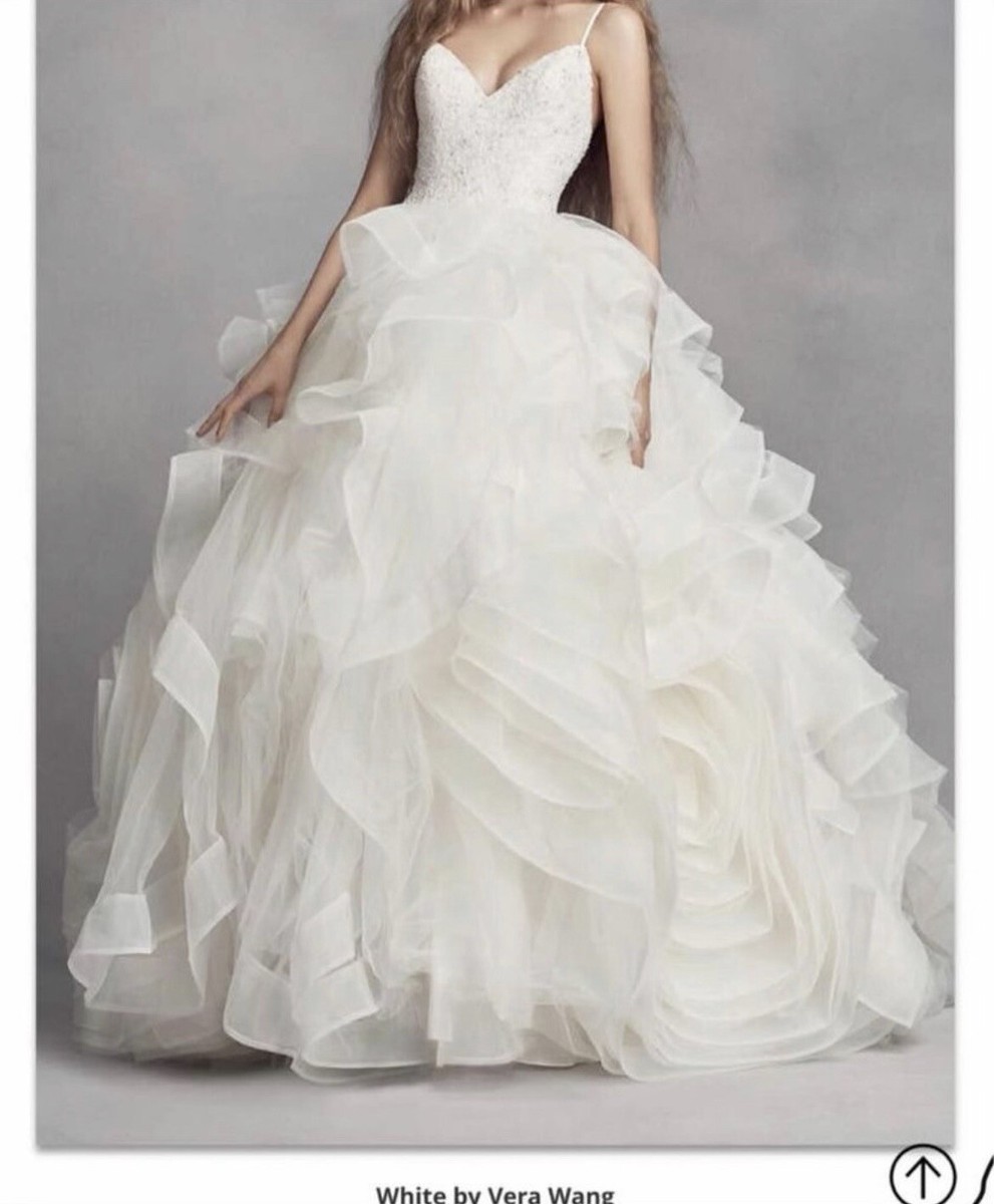 White by Vera Wang オーガンザ・ロゼッタドレス Size 2 Vera Wang Organza Rosette Wedding Dress | eBay