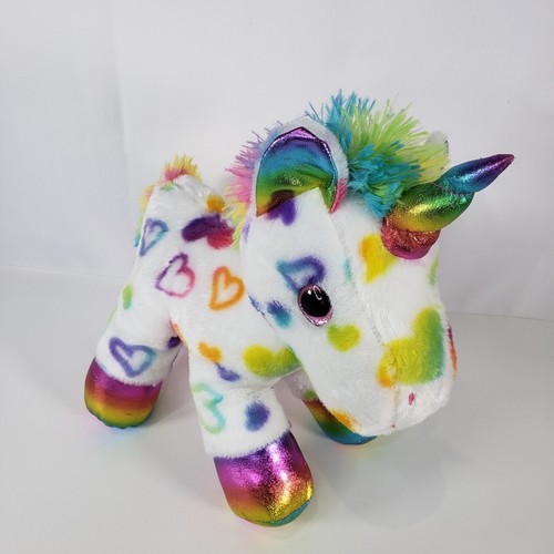 Juguete de peluche suave corazones ojos brillantes rosa de felpa unicornio blanco MTY International - Imagen 13 de 17