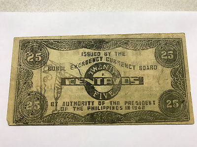 13668 フィリピン 1942年 緊急通貨 セット 10・25・50センタボス RARE 1942 PHILIPPINES 25 CENTAVOS EMERGENCY CURRENCY BOARD EX.COND
