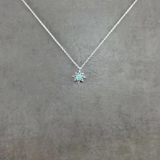 Star Sun Opal SILVER Plated Necklace Shiny Charm Celestial Luck Wish Sky Space