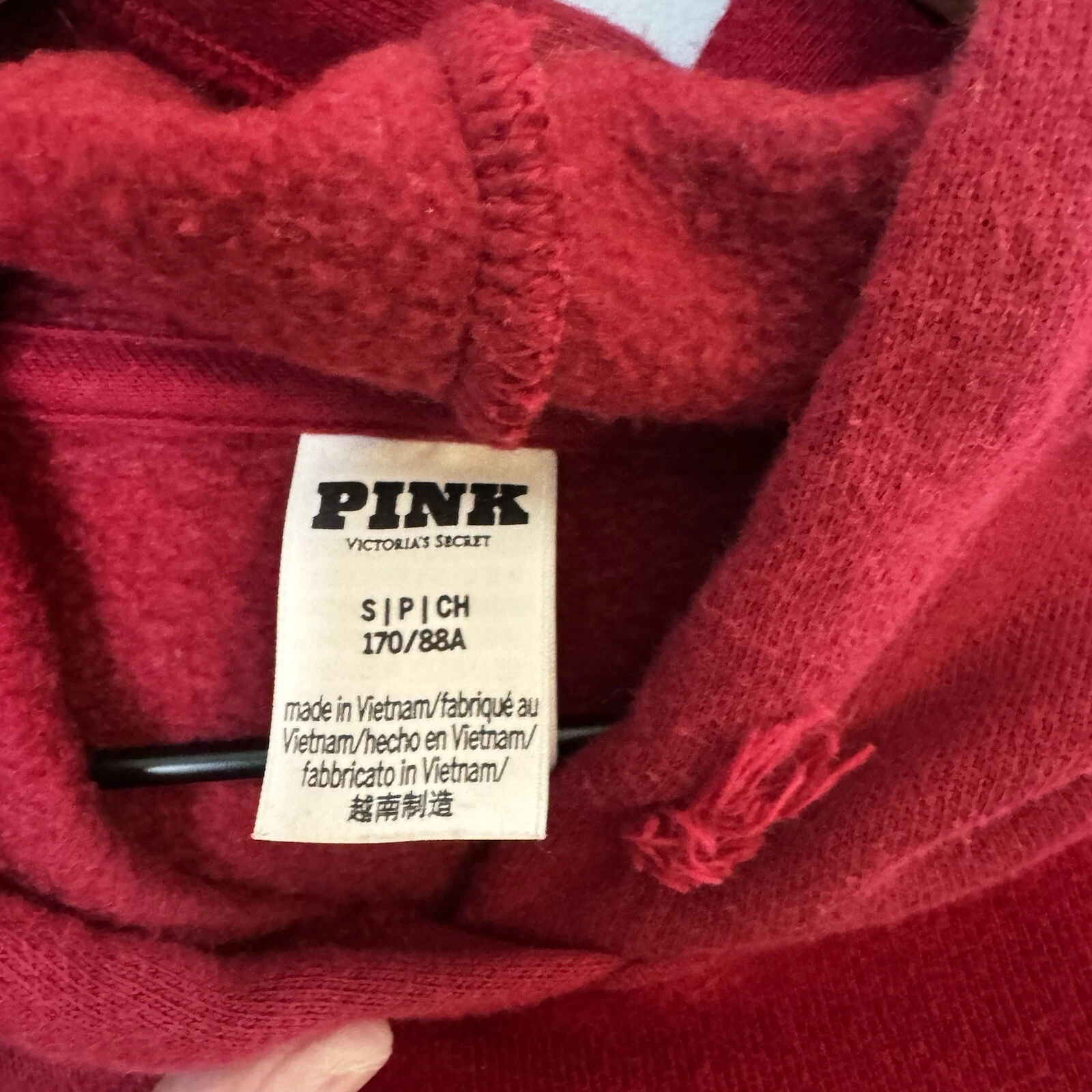 UNDERCOVER Felpa con cappuccio ROSA Victoria’s Secret rossa bianca stile Y2K grafica ritagliata taglia small