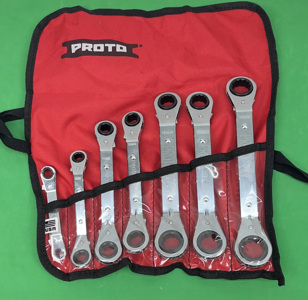Proto Tools J1180MA 7pc Metric Offset Reversible Ratcheting Box Wrench Set USA