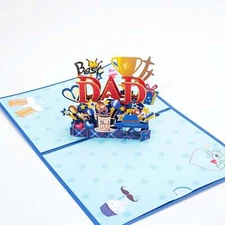 Best Dad - Pop Up Father's Day Card with Envelope - Greeting Card for Dad