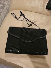 Vintage 80  s Black Metal Mesh Evening Purse Bag Black Chainmail EUC